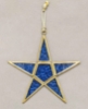 Picture of Blue Textured Glass 5-Point Star in Brass Frame with Hanging String Set/6  | 7"W x 7"H |  Item No. 24172