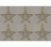 Picture of Clear Textured Glass 5-Point Star in Brass Frame with Hanging String Set/6  | 7"W x 7"H |  Item No. 24162