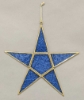 Picture of Red Textured Glass 5-Point Star in Brass Frame with Hanging String Set/4  | 8.5"W x 8.5"H |  Item No. 24183