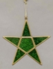 Picture of Green Textured Glass 5-Point Star in Brass Frame with Hanging String Set/4  | 8.5"W x 8.5"H |  Item No. 24193