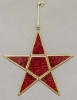 Picture of Blue Textured Glass 5-Point Star in Brass Frame with Hanging String Set/4  | 8.5"W x 8.5"H |  Item No. 24173