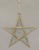 Picture of Blue Textured Glass 5-Point Star in Brass Frame with Hanging String Set/4  | 8.5"W x 8.5"H |  Item No. 24173