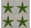Picture of Green Textured Glass 5-Point Star in Brass Frame with Hanging String Set/4  | 12"W x 12"H |  Item No. 24194