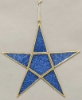 Picture of Blue Textured Glass 5-Point Star in Brass Frame with Hanging String Set/4  | 12"W x 12"H |  Item No. 24174
