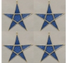 Picture of Blue Textured Glass 5-Point Star in Brass Frame with Hanging String Set/4  | 12"W x 12"H |  Item No. 24174