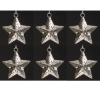 Picture of Silver Plated on Perforated Brass Star 5-Point 3D with Hanging String  Set/6  | 2.75"Diameter |  Item No. 24701