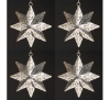 Picture of Silver Plated on Perforated Brass Star 8-Point 3D with Hanging String  Set/4  | 4.75"Diameter |  Item No. 24703