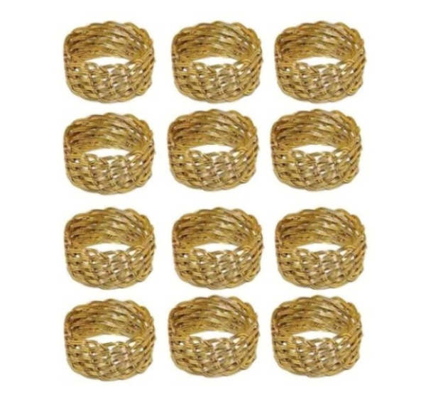 Picture of Brass Napkin Ring Woven from Wire Set/12 | 1.75"Dx1.1"W |  Item No. 99023