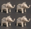 Picture of Silver Finish Elephant Ethnic Decorative Folk Art Ornament  Set/4  | 3.5"Lx2"H |  Item No. 00170