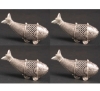 Picture of Silver Finish Fish Ethnic Decorative Folk Art Ornament  Set/4  | 5"Lx2"H |  Item No. 00176