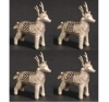 Picture of Silver Finish Reindeer Ethnic Decorative Folk Art Ornament  Set/4  | 3.5"Lx3"H |  Item No. 00177