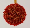 Picture of Red Bead Ball Ornament with Gold Hanging Ribbon Set/4 | 3"Diameter |  Item No. 43103
