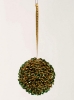 Picture of Green Bead Ball Ornament with Gold Hanging Ribbon Set/4 | 3"Diameter |  Item No. 43104