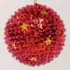 Picture of Red Sequin Stars Ball Ornament with Hanging String Set/4 | 4"Diameter |  Item No. 43153