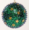 Picture of Green Sequin Stars Ball Ornament with Hanging String Set/4 | 4"Diameter |  Item No. 43154