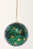 Picture of Green Sequin Stars Ball Ornament with Hanging String Set/4 | 4"Diameter |  Item No. 43154