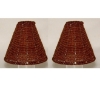 Picture of Brown Bead Lamp Shade Woven on Metal Wire Frame  Set/2  | 2.5"x5.5"x5"H |  Item No. 20321