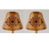 Picture of Gold Glass Lamp Shade with Printed Medallions and Borders  Set/2  |  3.5"x6"x5"H | Item No. 20741