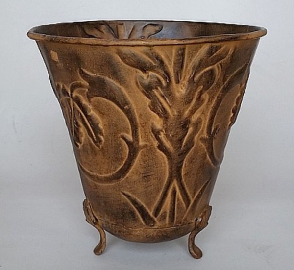 Picture of Brown Footed Vase Embossed  | 9.5"Dx10"H |  Item No. K50222