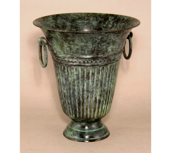 Picture of Verde Green vase with ring handles | 7.75"Dx8.5"H |  Item No. K88215L