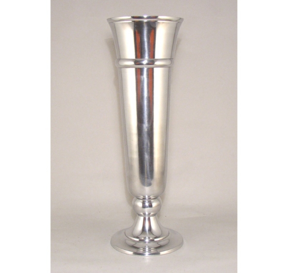 Picture of Polished Aluminum Trumpet Vase Floral Centerpiece | 6.5"Dx20"H |  Item No. 22201