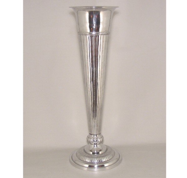 Picture of Polished Aluminum Vase Trumpet Fluted  | 11"Dx33"H |  Item No. K51370
