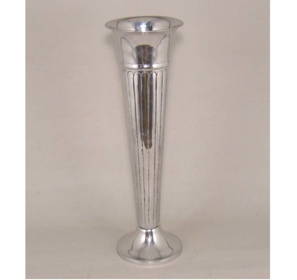 Picture of Polished Aluminum Vase Trumpet Fluted  | 6.5"Dx20"H |  Item No. K51371