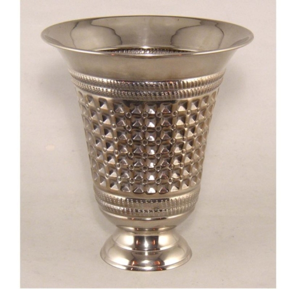 Picture of Nickel Plated on Brass Vase Tapered Embossed Pattern | 7.5"Dx8.5"H |  Item No. K62205L