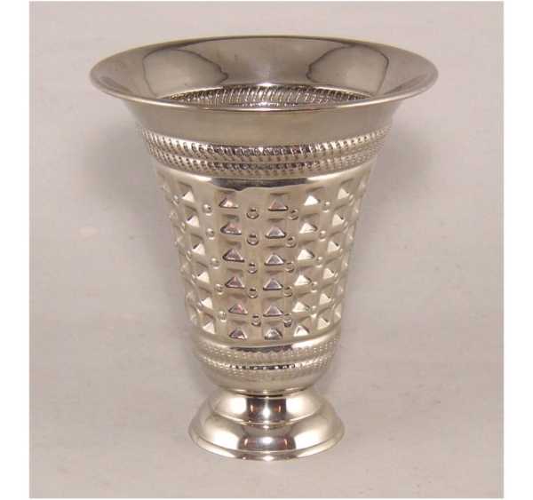 Picture of Nickel Plated on Brass Vase Tapered Embossed Pattern | 6.5"Dx7.5"H |  Item No. K62205S