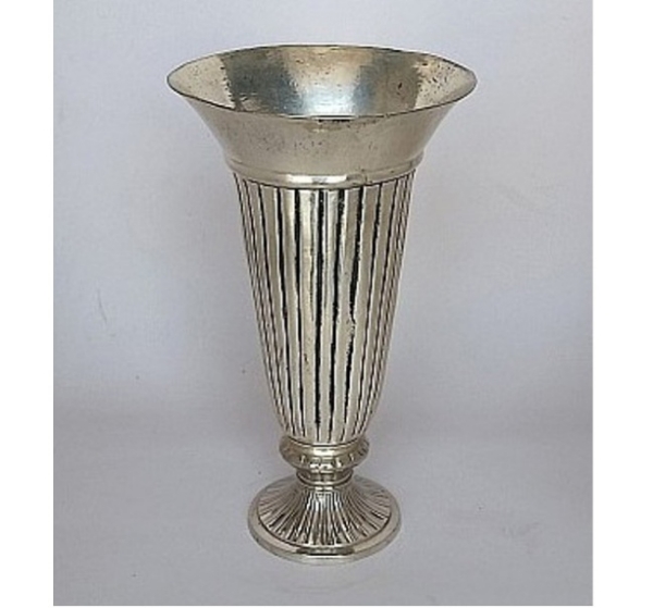 Picture of Silver Plated on Brass Vase Tapered Fluted  | 8"Dx15"H |  Item No. K79275