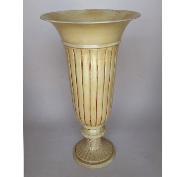 Picture of Ivory Finish on Brass  Vase Fluted  | 8"Dx15"H |  Item No. K52275