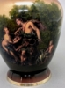 Picture of Cast Brass Vase with Renaissance Style Painting  and Wavy Rim Set/2  | 4.5"D x 10.5"H |  Item No. K11611