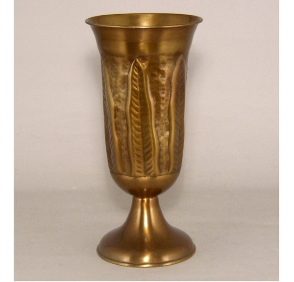 Picture of Antique Gold Vase Embossed Brass  | 5"Dx11"H |  Item No. K32130