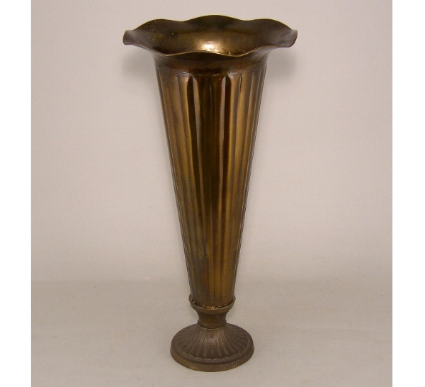 Picture of Antique Gold Vase Tapered Fluted  | 9"Dx19"H |  Item No. K47235
