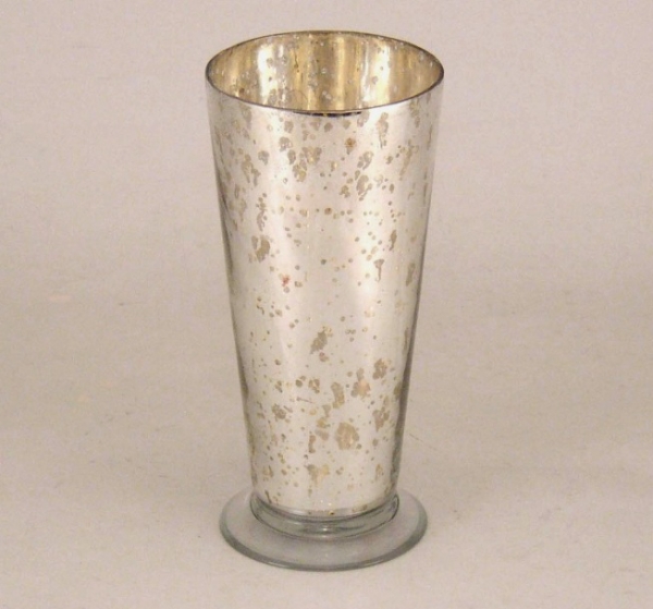 Picture of Silver Mercury Glass Vase Tapered  | 3.25"Dx7"H |  Item No. K22107