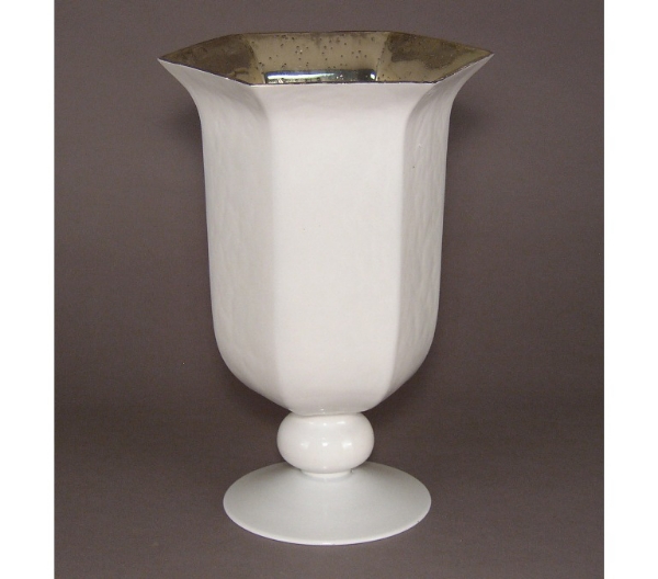 Picture of Vase Painted White Glass  | 8"Wx11.5"H |  Item No. K17033