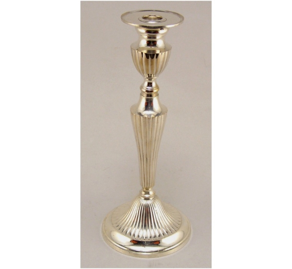 Picture of Silver Plated on Brass Candle Holders Round Fluted  | 4.5"Dx11"H |  Item No. K79554