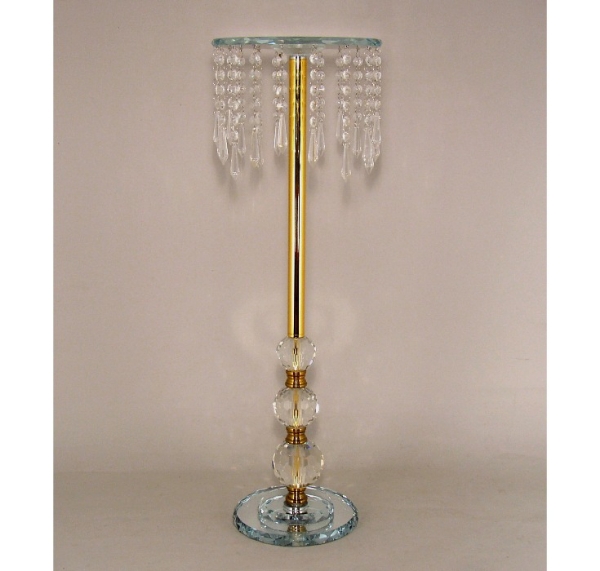 Picture of Dual Floral Stand Crystal Gold & Silver Poles  | 9.5"Dx29.5"H |  Item No. K20249