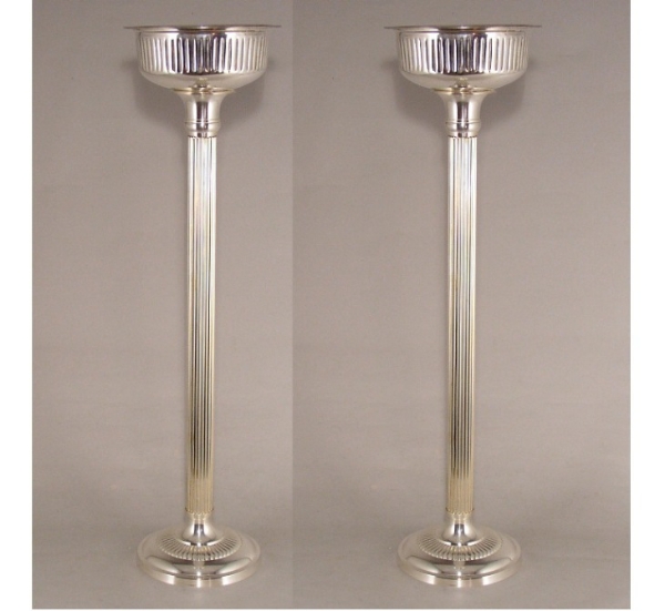 Picture of Floral Stand Nickel Plated on Brass Fluted Pole Centerpiece Set/2 | 7.5"Dx28"H |  Item No. K79362T