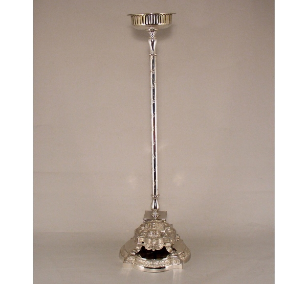 Picture of Floral Stand Silver Plated on Brass Ornate Embossed Base  Centerpiece | 10"Dx32"H |  Item No. K79419