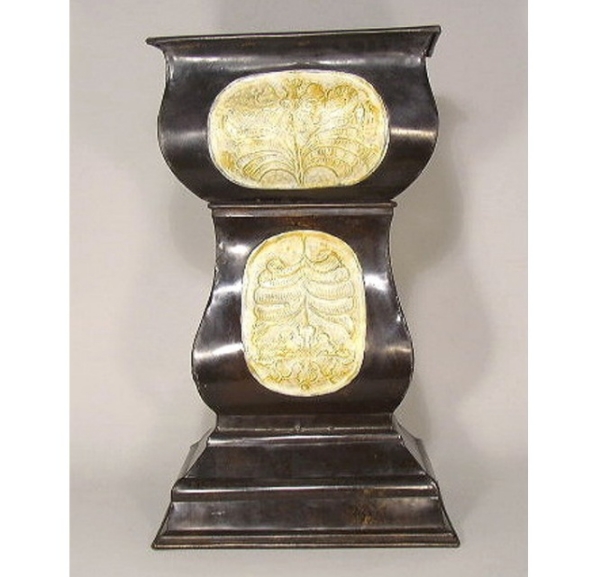 Picture of Brown Patina on Brass Planter on Pedestal Base Embossed   | 9"Wx16"Lx28"H |  Item No. K61167