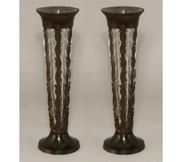 Picture of Bronze finish Taper Bud Vase  Set/2  | 2"Dx10"H |  Item No. K76080 SOLD AS IS