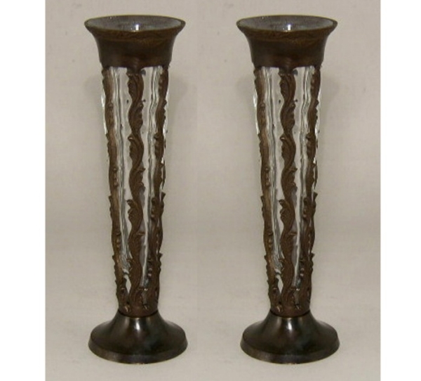 Picture of Bronze finish Taper Bud Vase  Set/2  | 2"Dx10"H |  Item No. K76080X SOLD AS IS