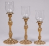Picture of Brass Candle Holders Embossed with Leaf Pattern  Set/3  | 8"-10"-12"High |  Item No. K99501