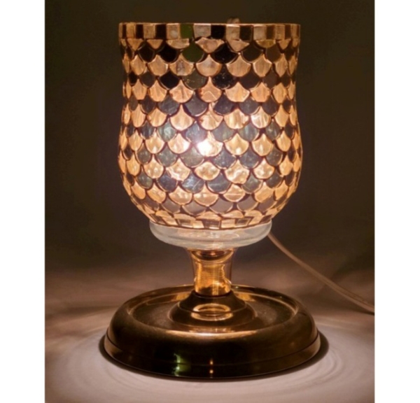 Picture of Peg Votive Candle Holder Mirror Mosaic Gold  | 3.75"Dx5"H |  Item No.K15003