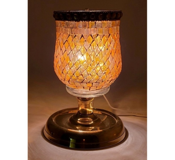 Picture of Peg Votive Candle Holder Mirror Mosaic Gold  | 3.75"Dx5"H |  Item No.K15007