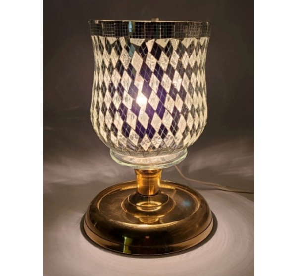 Picture of Peg Votive Candle Holder Mirror Mosaic Silver  | 3.75"Dx5"H |  Item No.K15101
