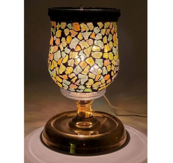 Picture of Peg Votive Candle Holder Mosaic Green  | 3.75"Dx5"H |  Item No.K15207