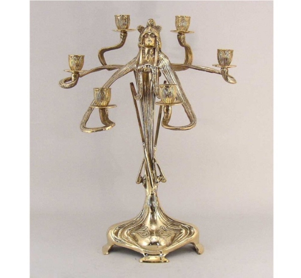 Picture of Brass Candelabra 6-Light Unique Artistic Design  | 12"Wx17.5"H |  Item No. 99485