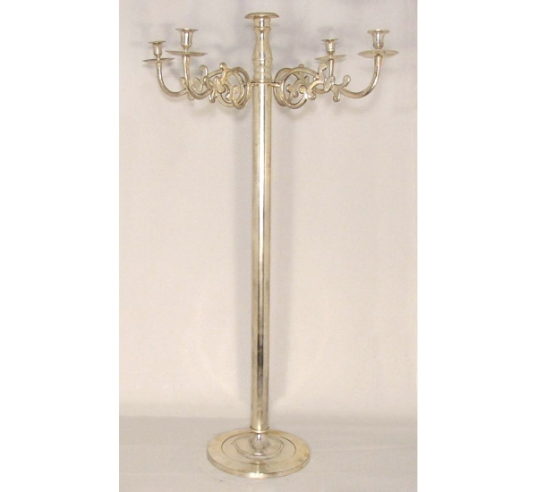Picture of Silver Plated Candelabra 5-Light with Glass Peg Votives  | 27"Wx48"H |  Item No. K79566
